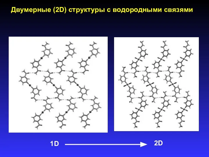 Двумерные (2D) структуры с водородными связями 1D 2D
