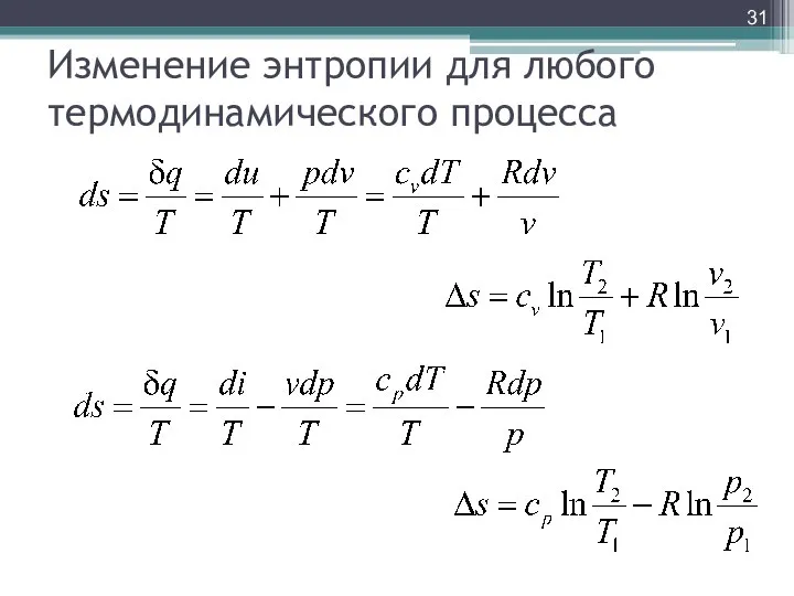 Изменение энтропии для любого термодинамического процесса