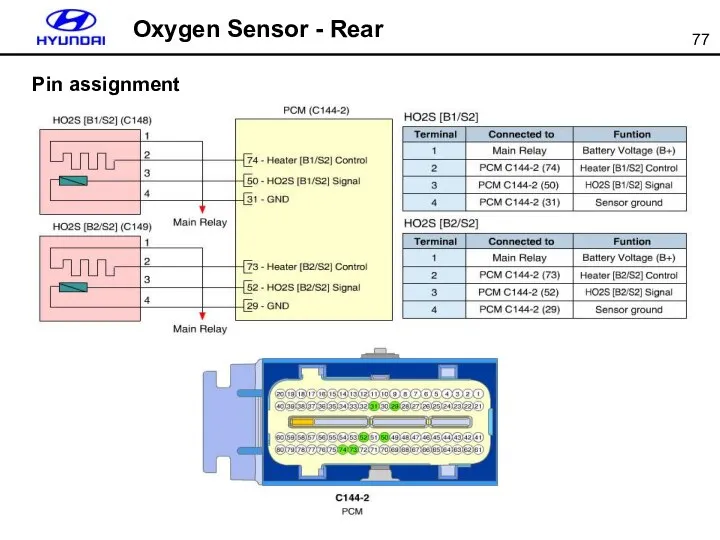Oxygen Sensor - Rear Pin assignment