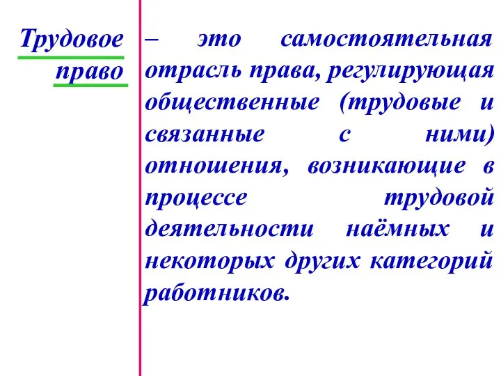 – это самостоятельная отрасль права, регулирующая общественные (трудовые и связанные с