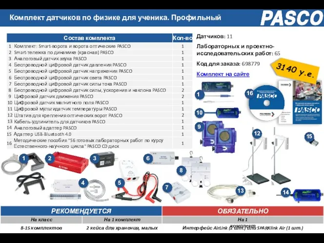 Комплект датчиков по физике для ученика. Профильный Интерфейс AirLink (2 шт.)