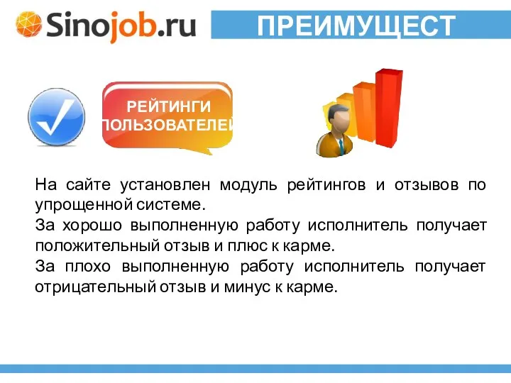 ПРЕИМУЩЕСТВА На сайте установлен модуль рейтингов и отзывов по упрощенной системе.