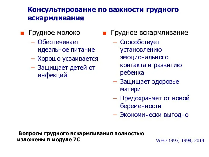 Консультирование по важности грудного вскармливания Грудное молоко Обеспечивает идеальное питание Хорошо