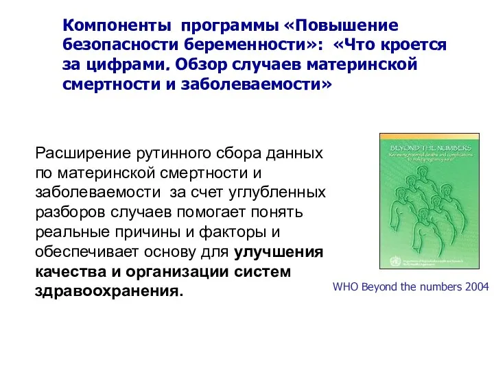 Компоненты программы «Повышение безопасности беременности»: «Что кроется за цифрами. Обзор случаев