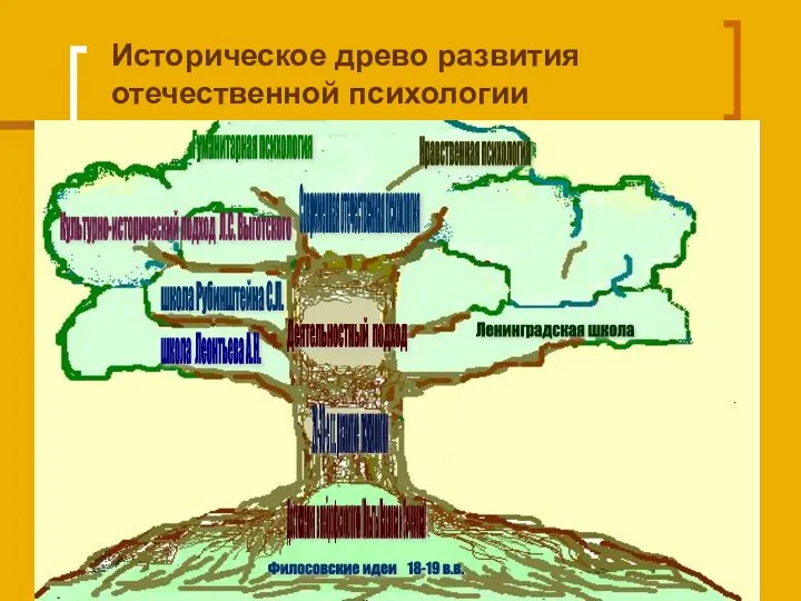 Историческое древо развития отечественной психологии Филосовские идеи 18-19 в.в. Достижения в