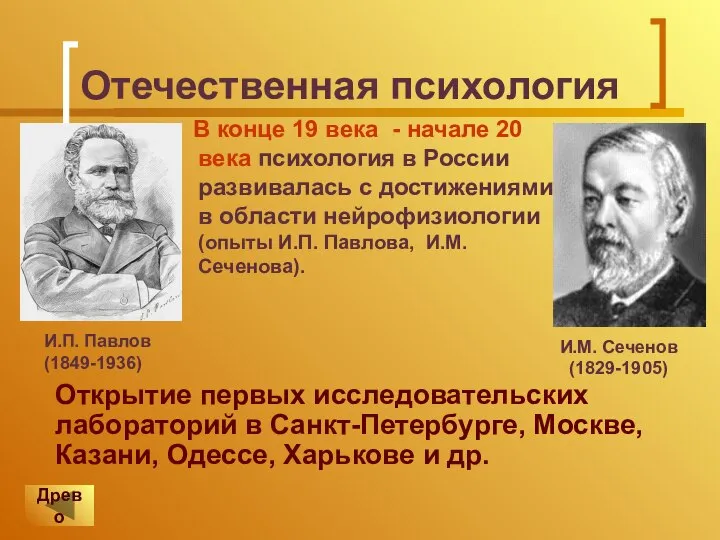 Отечественная психология В конце 19 века - начале 20 века психология