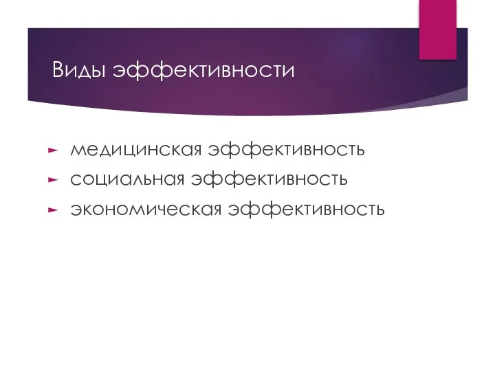 Виды эффективности медицинская эффективность социальная эффективность экономическая эффективность