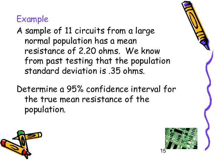 Example A sample of 11 circuits from a large normal population