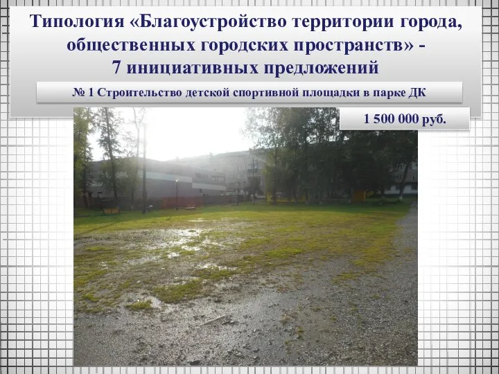 Типология «Благоустройство территории города, общественных городских пространств» - 7 инициативных предложений