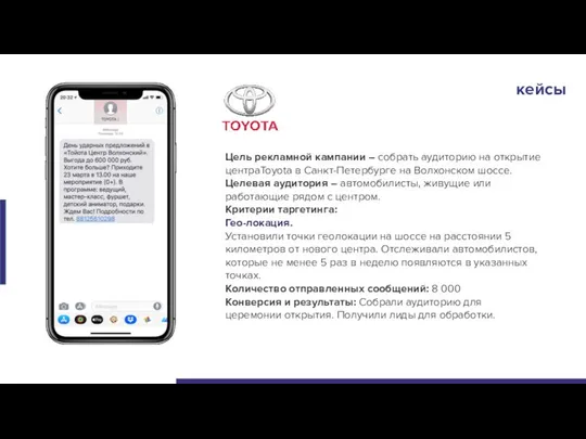 Цель рекламной кампании – собрать аудиторию на открытие центраToyota в Санкт-Петербурге