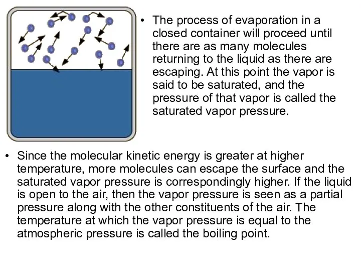 The process of evaporation in a closed container will proceed until