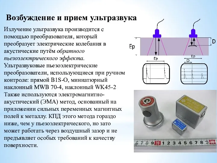 Излучение ультразвука производится с помощью преобразователя, который преобразует электрические колебания в