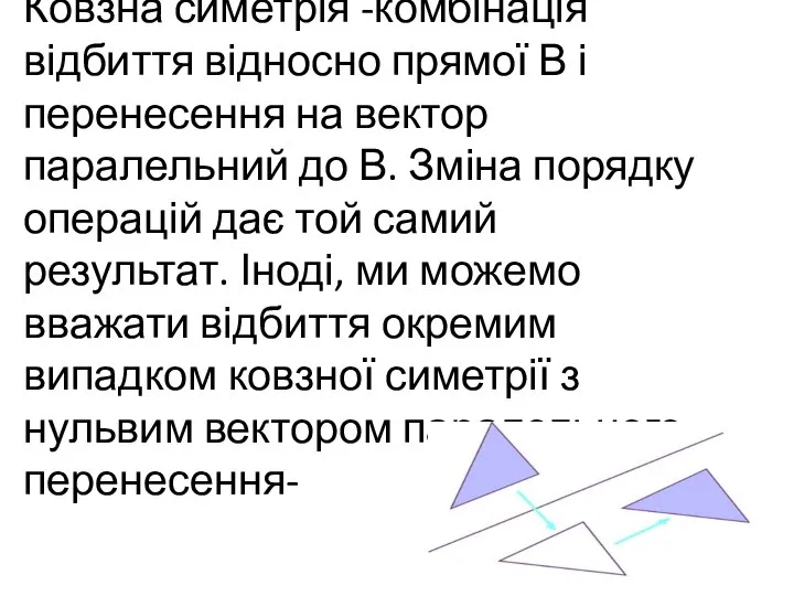 Ковзна симетрія -комбінація відбиття відносно прямої В і перенесення на вектор