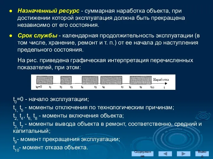 Назначенный ресурс - суммарная наработка объекта, при достижении которой эксплуатация должна