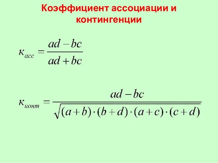 Коэффициент ассоциации и контингенции