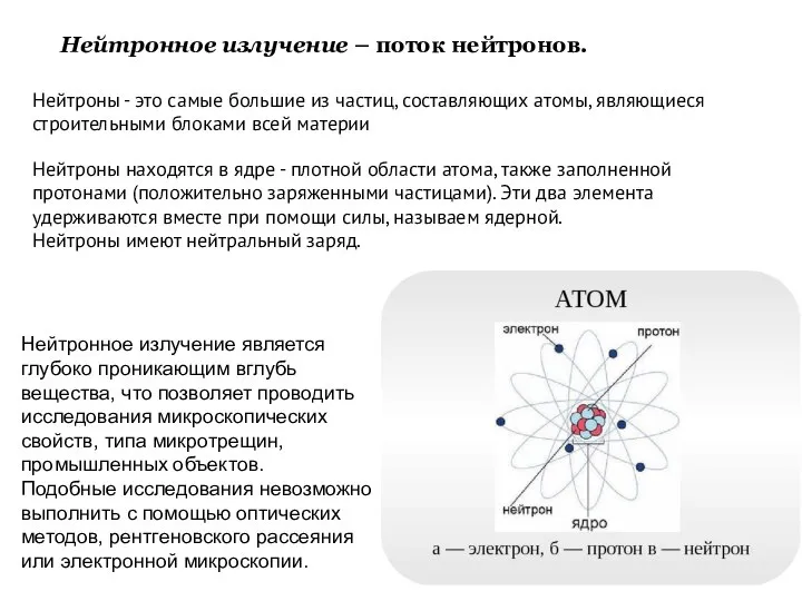 Нейтронное излучение – поток нейтронов. Нейтроны - это самые большие из