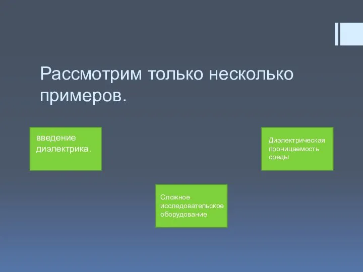 Рассмотрим только несколько примеров. введение диэлектрика. Диэлектрическая проницаемость среды Сложное исследовательское оборудование