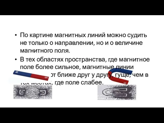 По картине магнитных линий можно судить не только о направлении, но