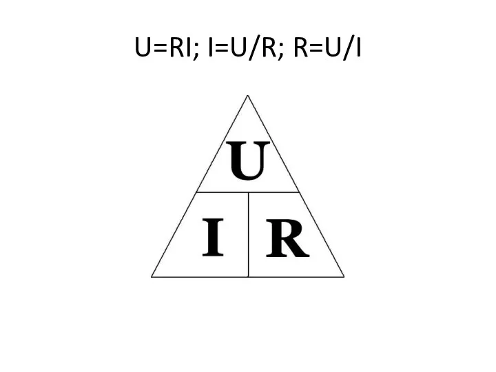 U=RI; I=U/R; R=U/I