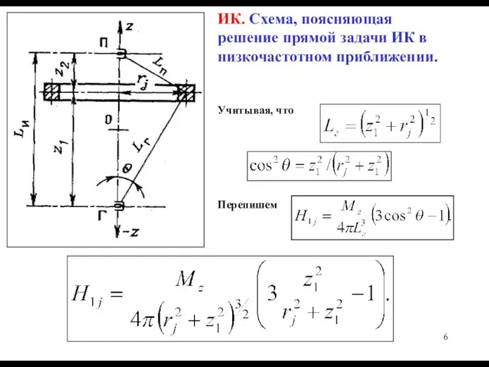 ИК. Схема, поясняющая решение прямой задачи ИК в низкочастотном приближении. Учитывая, что Перепишем