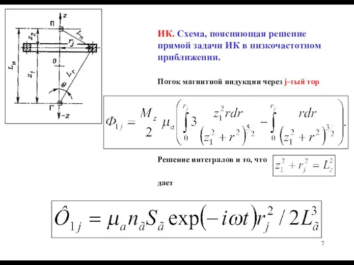 ИК. Схема, поясняющая решение прямой задачи ИК в низкочастотном приближении. Поток