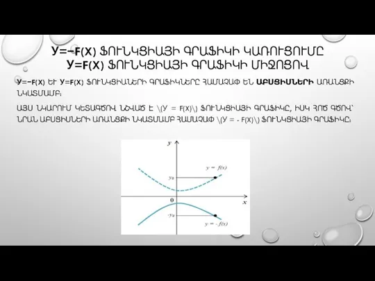 У=−F(X) ՖՈՒՆԿՑԻԱՅԻ ԳՐԱՖԻԿԻ ԿԱՌՈՒՑՈՒՄԸ У=F(X) ՖՈՒՆԿՑԻԱՅԻ ԳՐԱՖԻԿԻ ՄԻՋՈՑՈՎ У=−F(X) ԵՒ У=F(X)