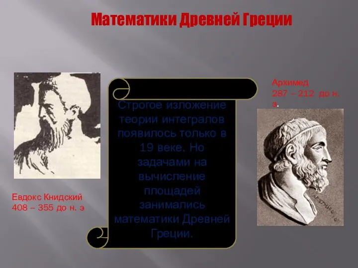 Евдокс Книдский 408 – 355 до н. э Архимед 287 –