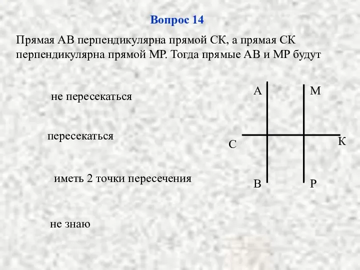 не пересекаться иметь 2 точки пересечения не знаю пересекаться Вопрос 14