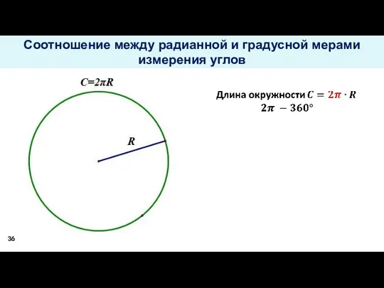 Соотношение между радианной и градусной мерами измерения углов