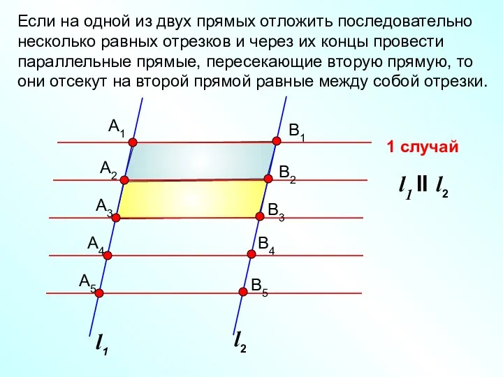 Если на одной из двух прямых отложить последовательно несколько равных отрезков