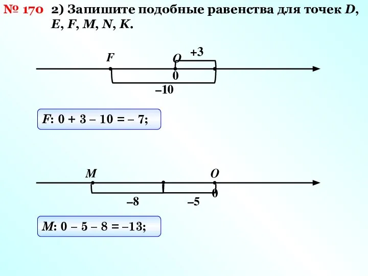 № 170 2) Запишите подобные равенства для точек D, Е, F,