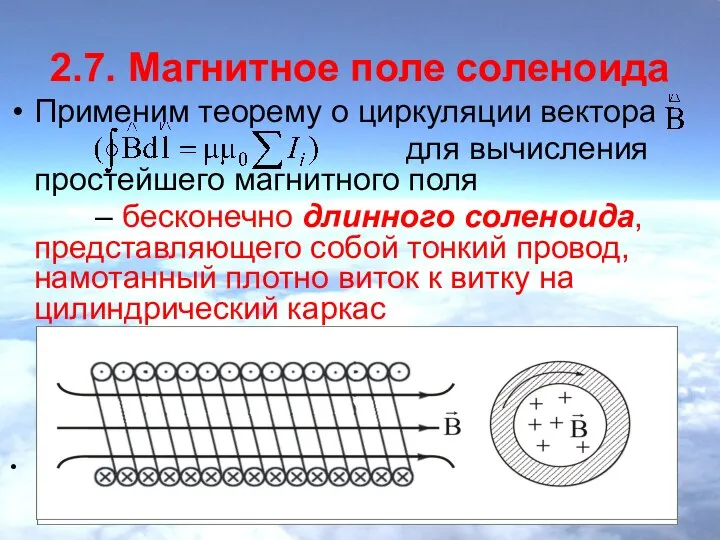 2.7. Магнитное поле соленоида Применим теорему о циркуляции вектора для вычисления