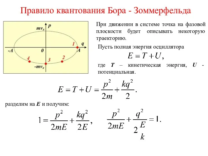 При движении в системе точка на фазовой плоскости будет описывать некоторую