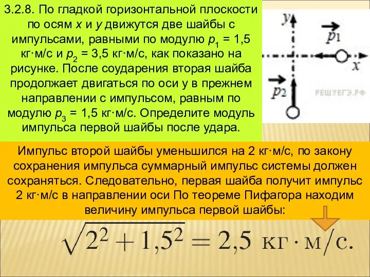 3.2.8. По гладкой горизонтальной плоскости по осям x и y движутся