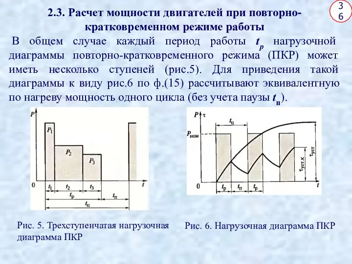 36 2.3. Расчет мощности двигателей при повторно-кратковременном режиме работы В общем