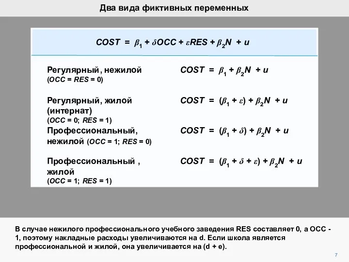 7 В случае нежилого профессионального учебного заведения RES составляет 0, а