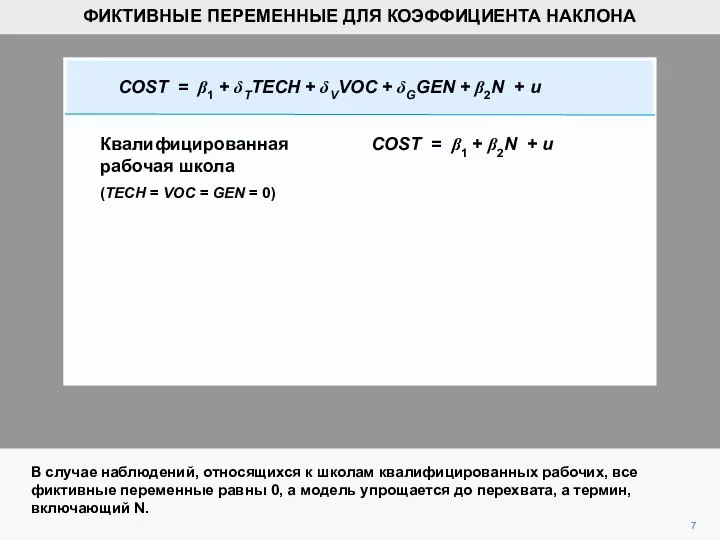 7 В случае наблюдений, относящихся к школам квалифицированных рабочих, все фиктивные