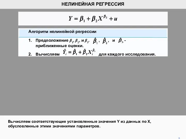 Вычисляем соответствующие установленные значения Y из данных по X, обусловленные этими