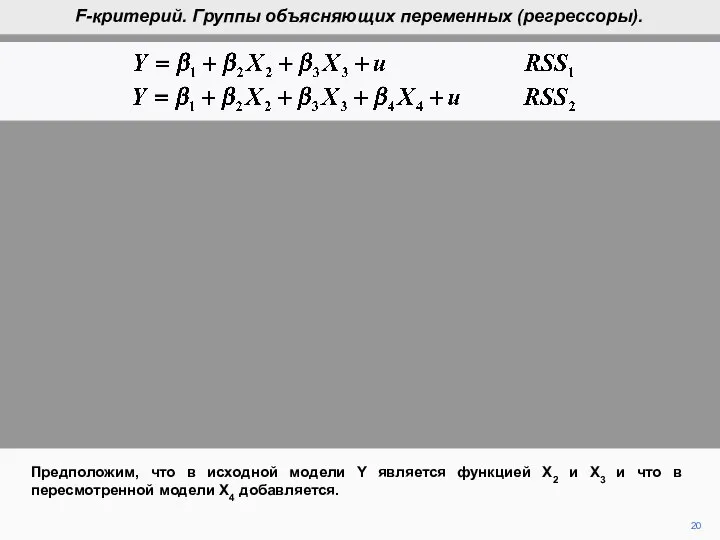 20 Предположим, что в исходной модели Y является функцией X2 и