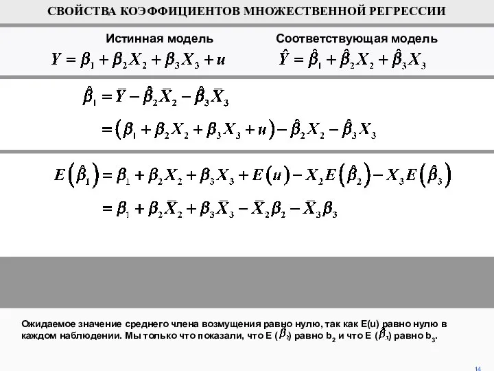 Ожидаемое значение среднего члена возмущения равно нулю, так как E(u) равно