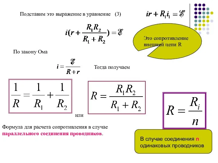 Подставим это выражение в уравнение (3) По закону Ома Это сопротивление