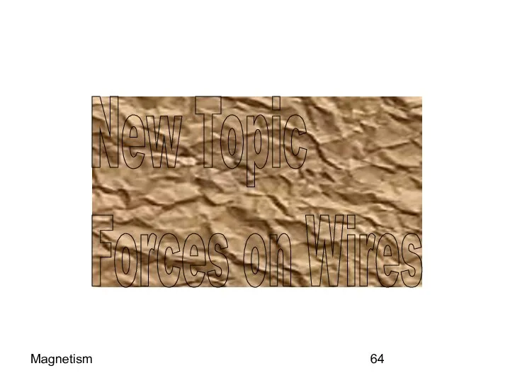Magnetism New Topic Forces on Wires