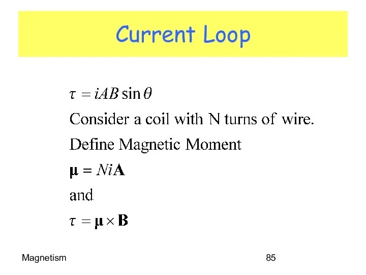 Magnetism Current Loop