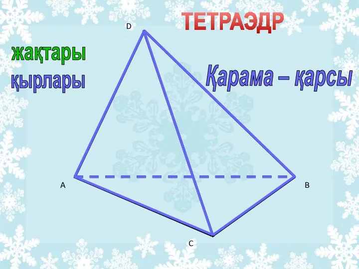 A B C D ТЕТРАЭДР жақтары қырлары Қарама – қарсы