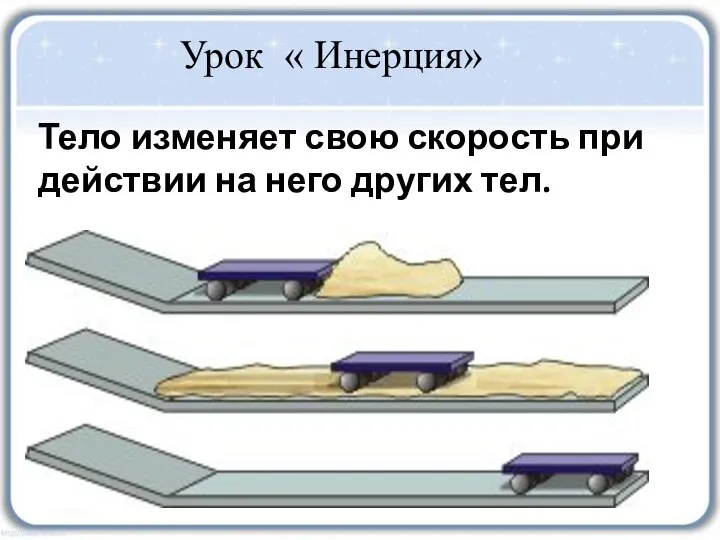 Тело изменяет свою скорость при действии на него других тел. Урок « Инерция»