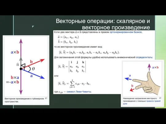 Векторные операции: скалярное и векторное произведение