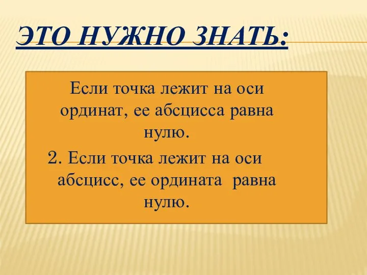 ЭТО НУЖНО ЗНАТЬ: Если точка лежит на оси ординат, ее абсцисса