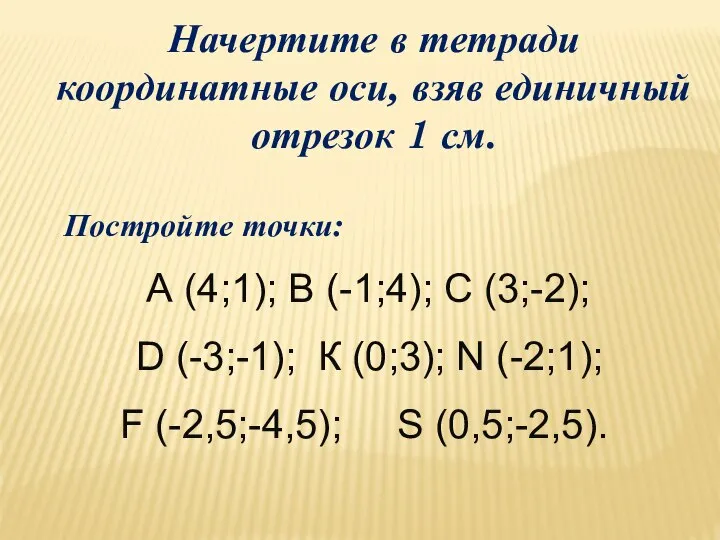 Постройте точки: А (4;1); В (-1;4); С (3;-2); D (-3;-1); К