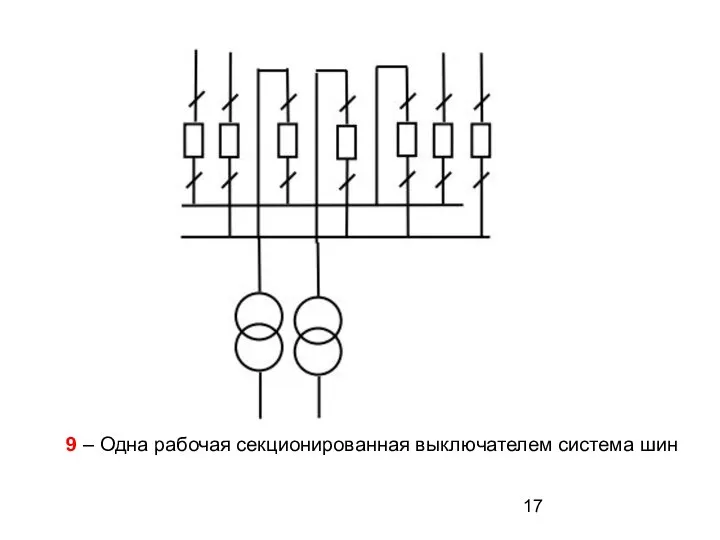 9 – Одна рабочая секционированная выключателем система шин