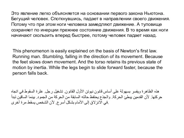 Это явление легко объясняется на основании первого закона Ньютона. Бегущий человек.